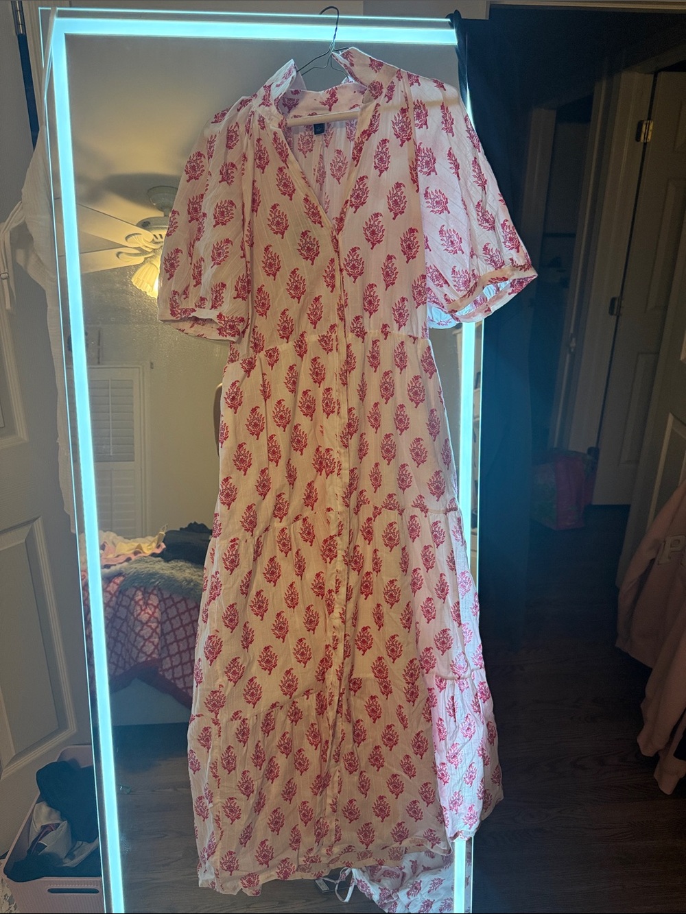 Roller Rabbit Cream Maxi Dress with Pink Floral Print